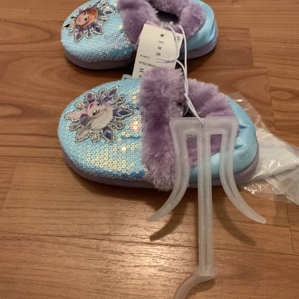 DISNEY FROZEN Sequin Slippers Shoe Size 7/8 Toddler Girls Multicolor